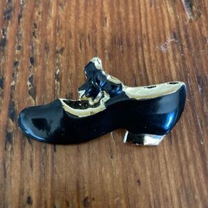 1980's Tap Shoe Pin Brooch, Goldtone and Black, Dancer